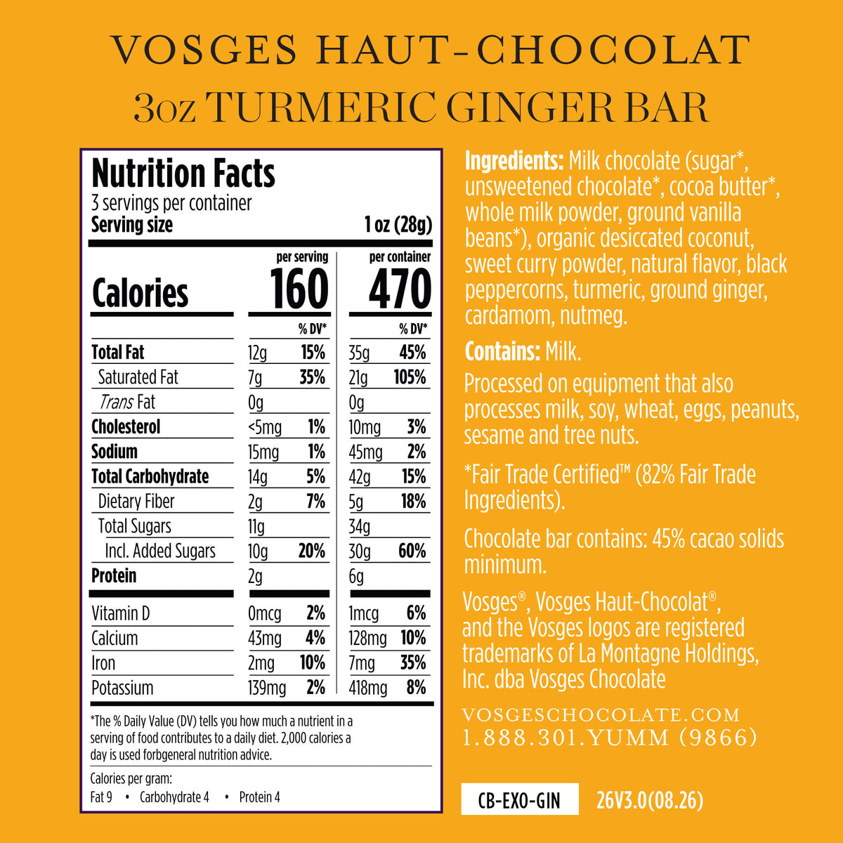 Turmeric Ginger Chocolate Bar