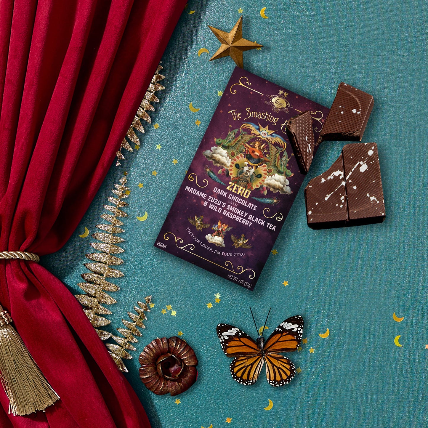 Smashing Pumpkins x Vosges ZERO Raspberry Black Tea Dark Chocolate Bar