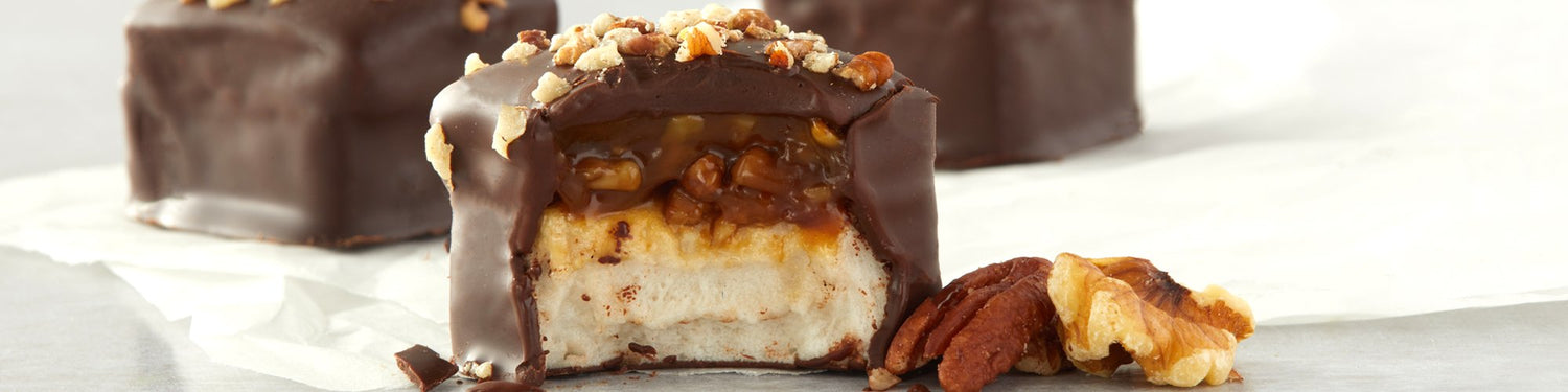 Chocolate-Covered Marshmallows with Caramel