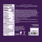 Nutrition Facts and Ingredients of Vosges Haut-Chocolat sixteen piece Vegan Chocolate Truffle Collection printed in white san-serif font on a dark purple background.