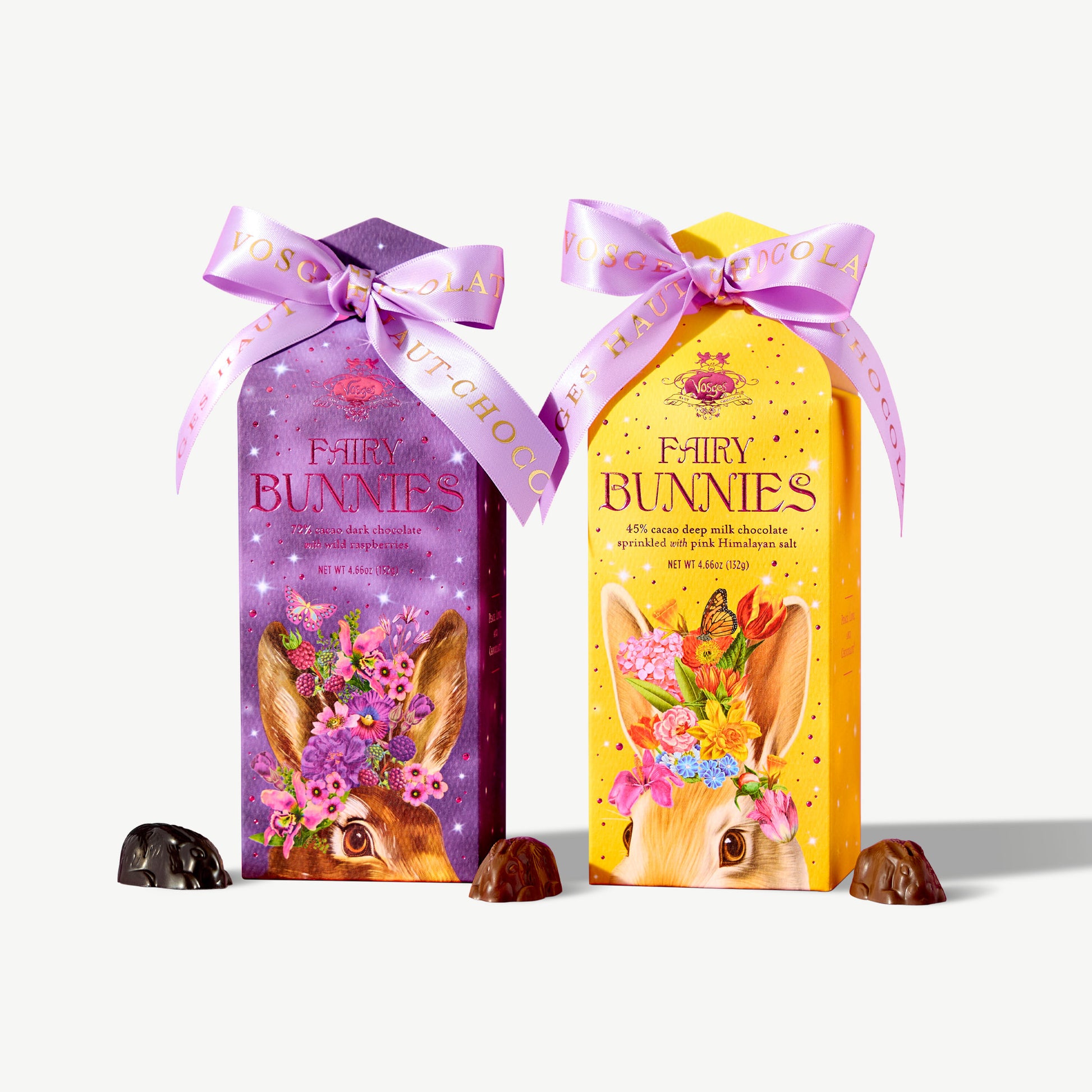 Dark chocolate raspberry fairy bunnies and milk chocolate fairy bunnies