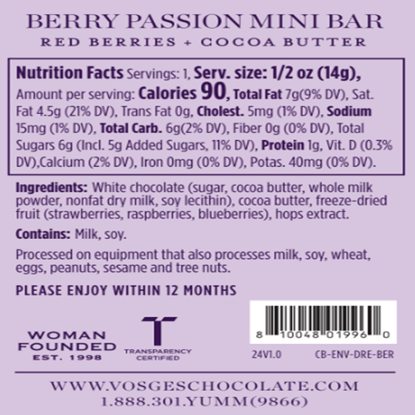 Dream Berry Cocoa Butter Mini Chocolate Bar
