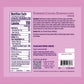 Back of Raspberry Caramel Marshmallows packaging with nutrition facts panel and ingredients on pink purple label.