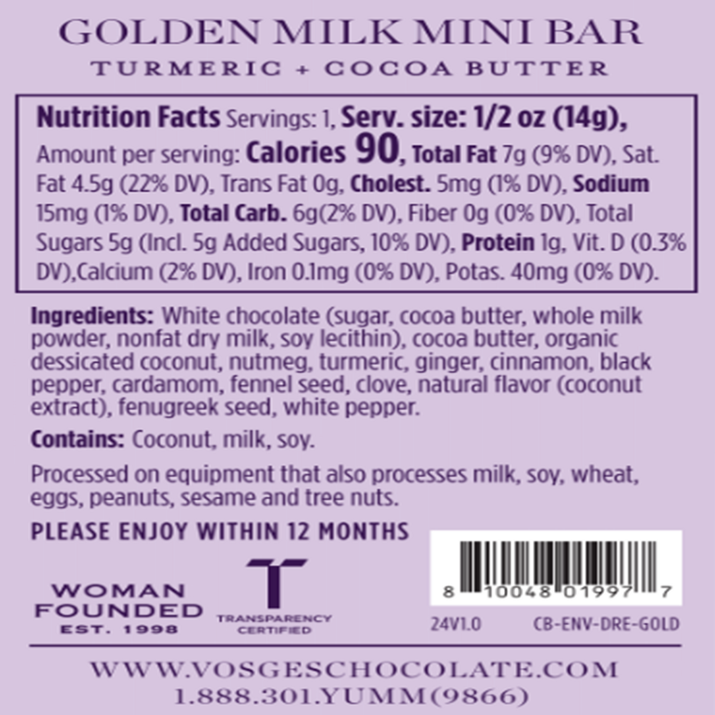 Dream Golden Milk Cocoa Butter Mini Chocolate Bar