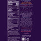 Nutrition Facts and Ingredients of Vosges Haut-Chocolat Black Raspberry with Fermented Black Tea Pure Plant bar in white, san-serif font on a dark purple background. 