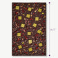 A large 2 lb slab of chocolate covered in pretzel pieces and toffee sitting on a white background with dimensions displaying it's size.