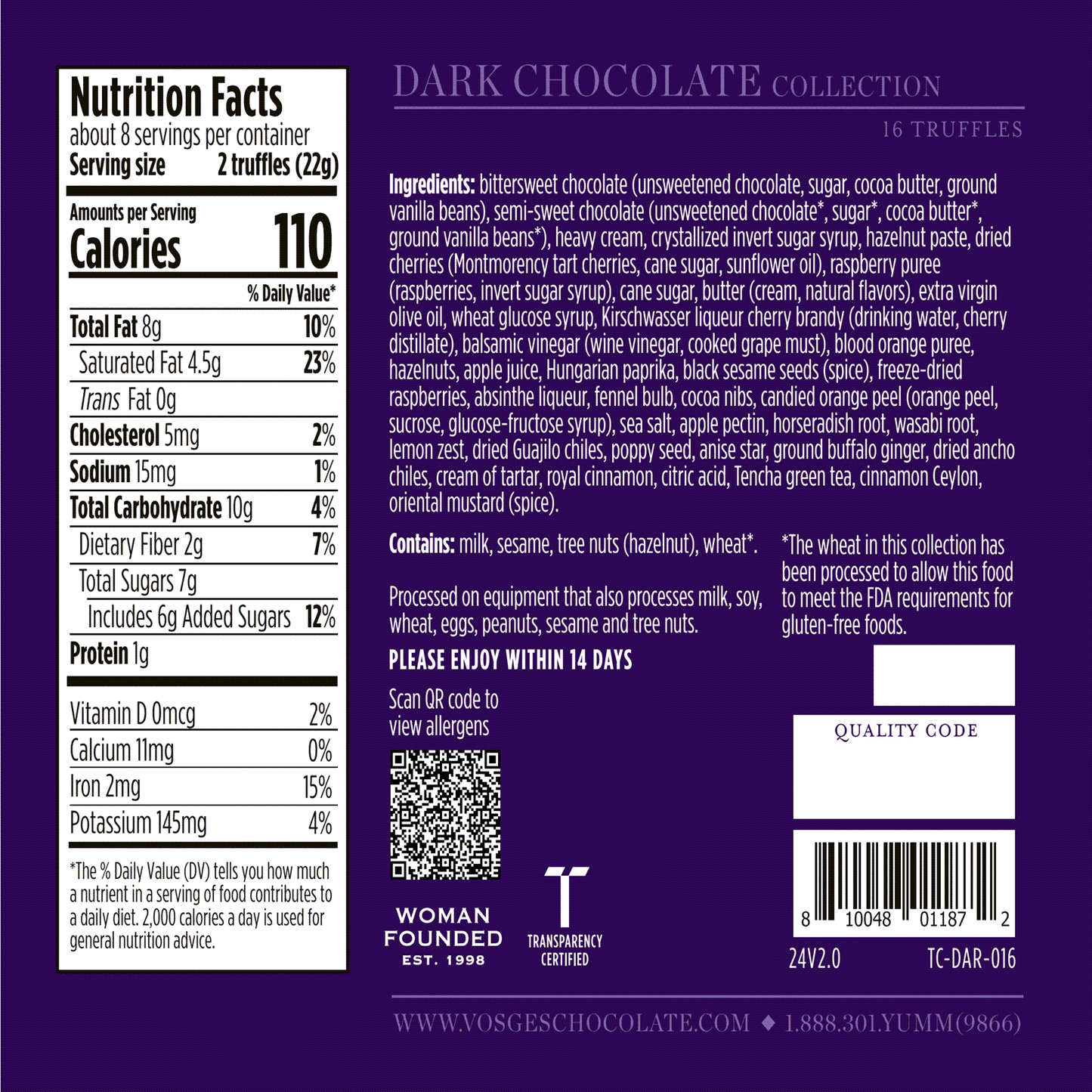Dark Chocolate Truffle Collection, 16 pieces