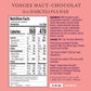 Barcelona Bar Vosges chocolate packaging with nutrition facts and ingredients on a pink backdrop