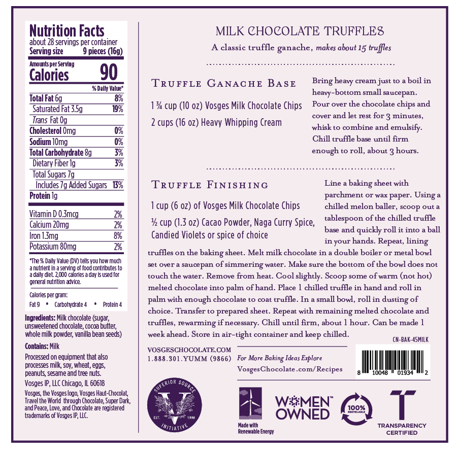 45% Cacao Milk Chocolate Chips
