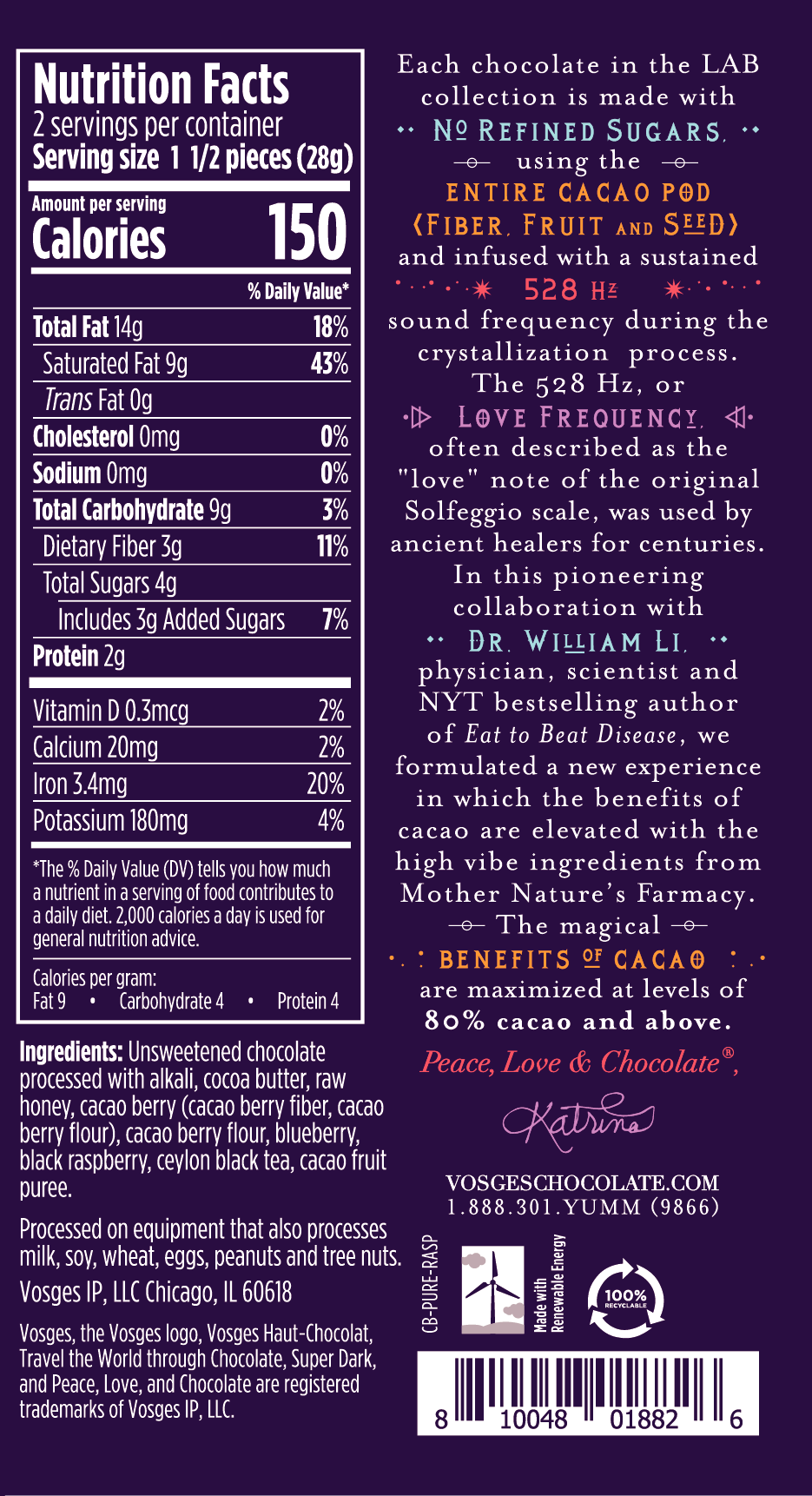 Black Raspberry with Fermented Black Tea Bar Nutritionals