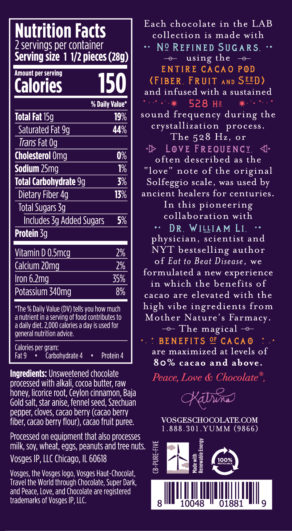Chinese 5-Spice Bar Nutritionals