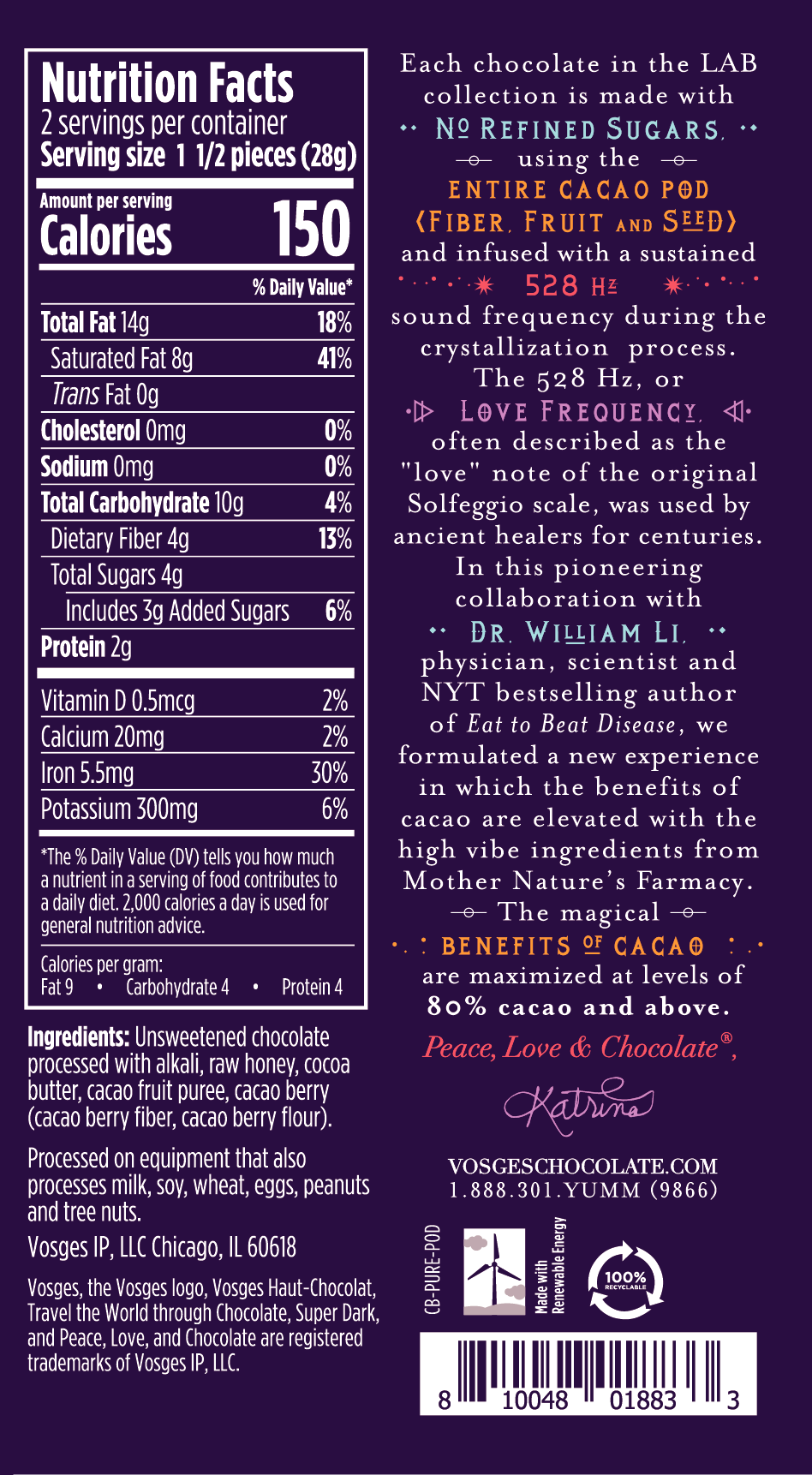 Whole Cacao Fruit Pure Plant Bar Nutritionals